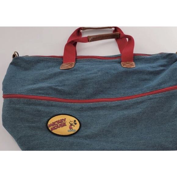 Vintage Disney Mickey Mouse Classic Denim Expandable Zip Duffel Bag Tote Duffle - Picture 10 of 10